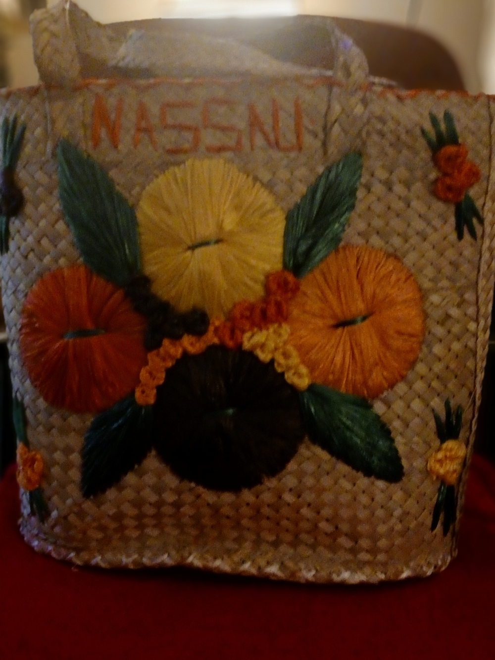 Handwoven Straw Tote with Floral Embroidery - Multi Color